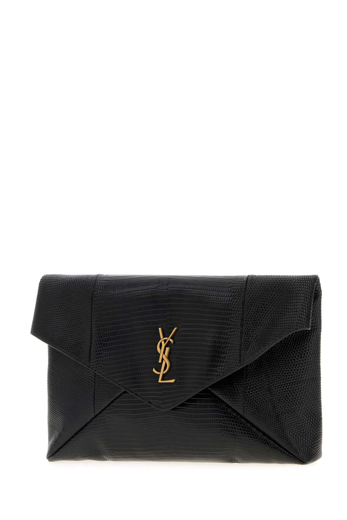 SAINT LAURENT YSL BUSTA POUCH For Women Exterior: 100% Reptile Lining: 100% Lamb Finitura: Antiqued golden metal