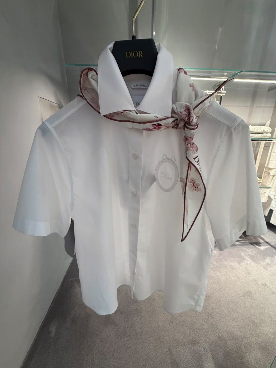 Short-Sleeved Shirt with Scarf