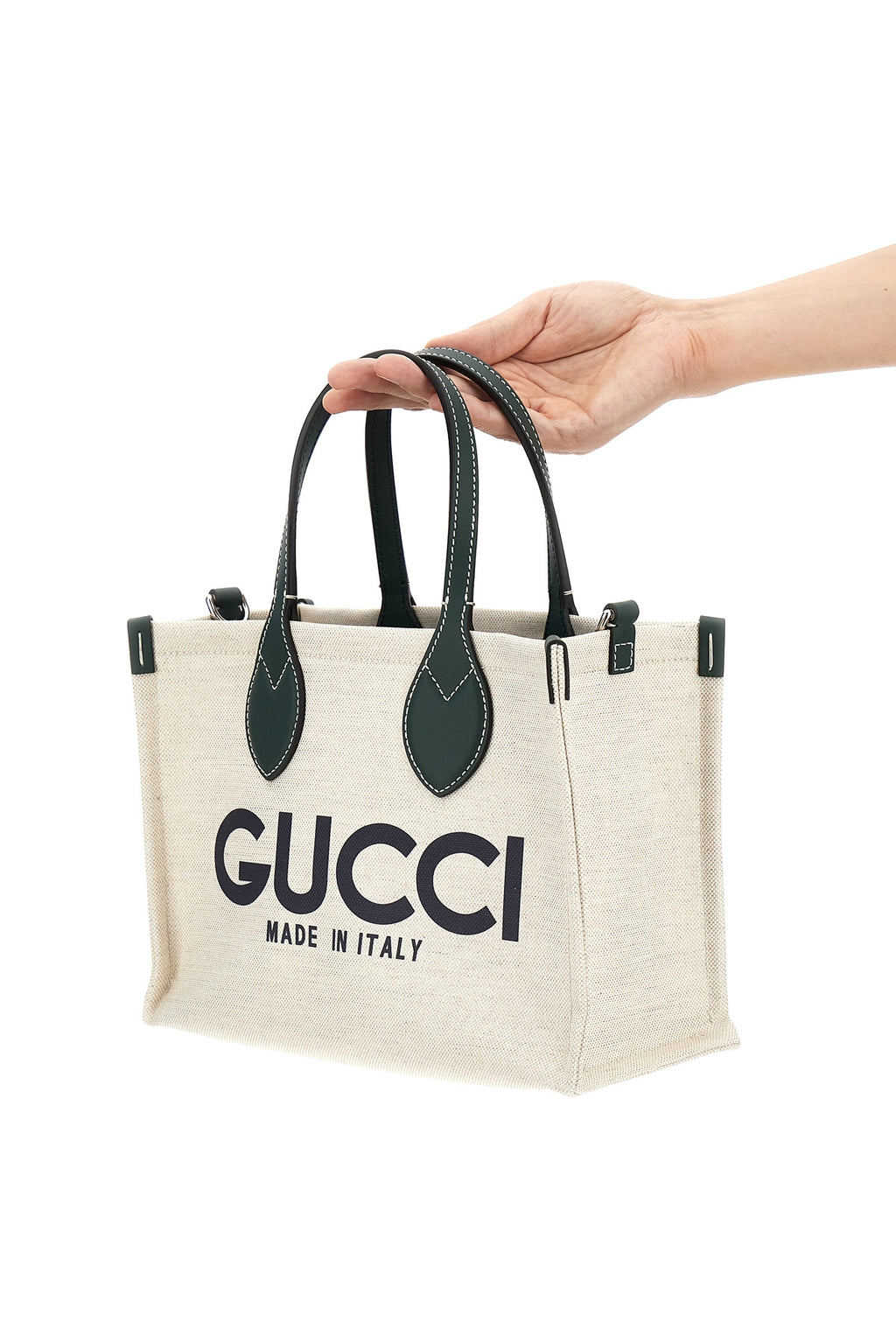 GUCCI Mini logo shopping bag For Women 59% polyurethane 24% cotton 17% linen