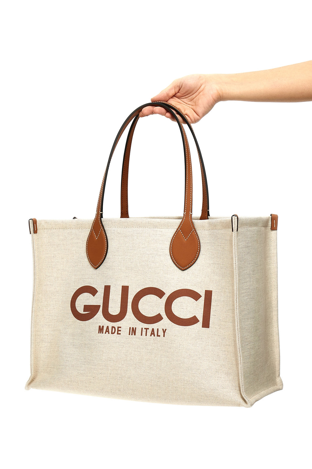 GUCCI Logo shopping bag For Women 59% polyurethane 24% cotton 17% linen