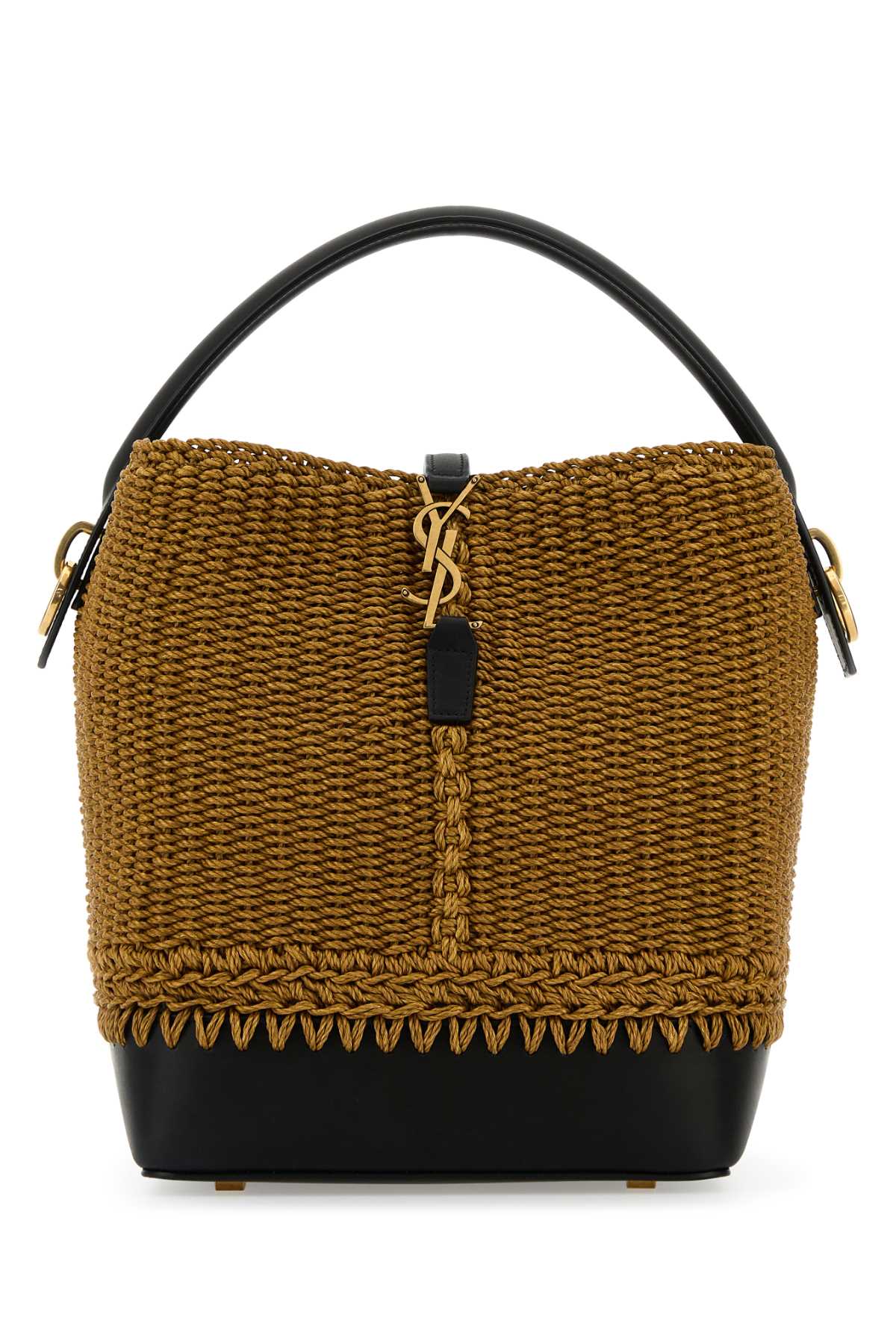 SAINT LAURENT BUCKET RAFFIA For Women Exterior: 100% Raffia 100% Leather Finishing: Antiqued golden metal