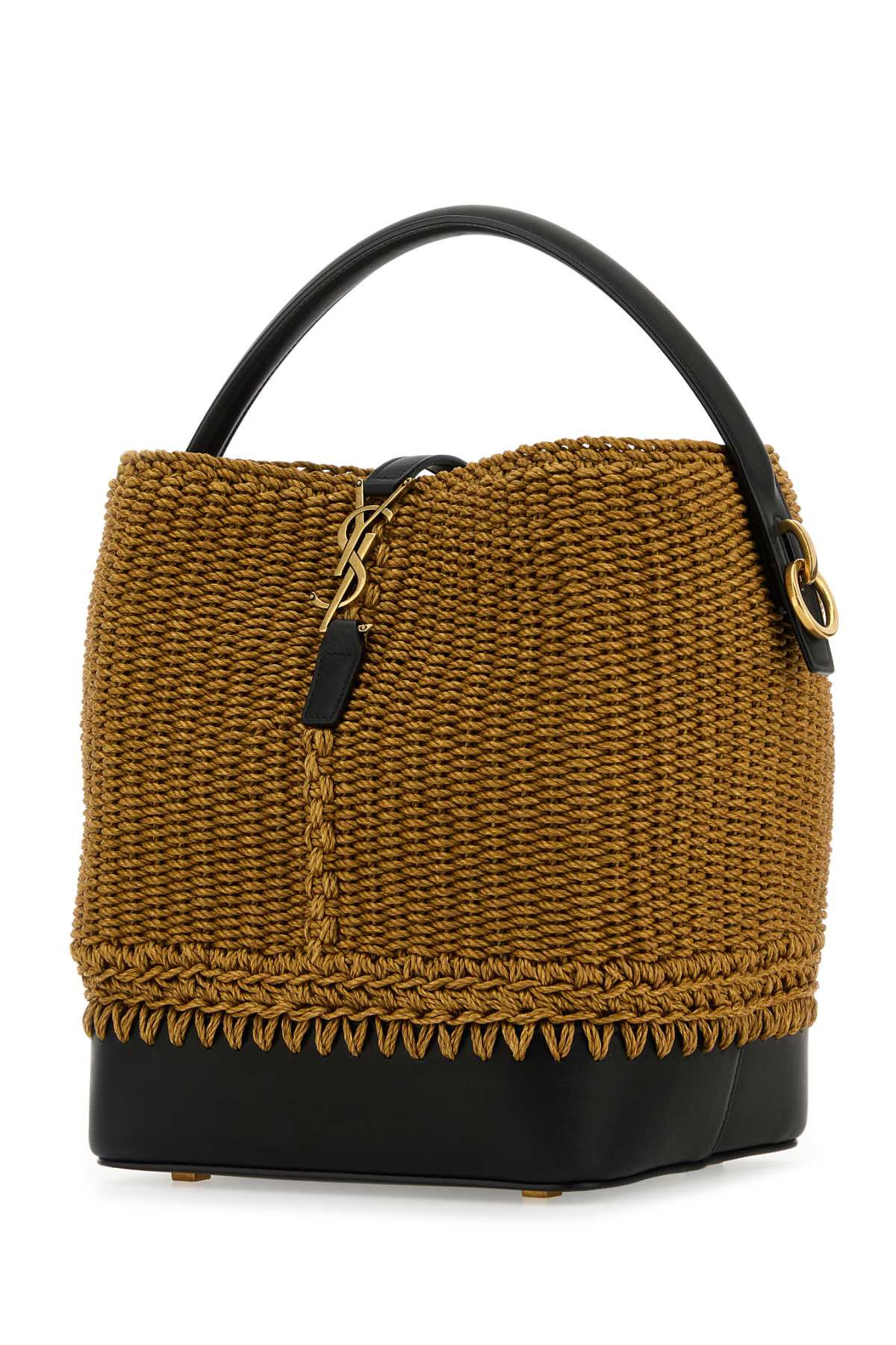 SAINT LAURENT BUCKET RAFFIA For Women Exterior: 100% Raffia 100% Leather Finishing: Antiqued golden metal