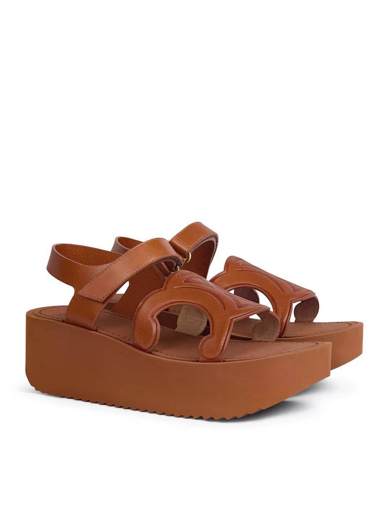 Triomphe Platform Sandals in Calfskin