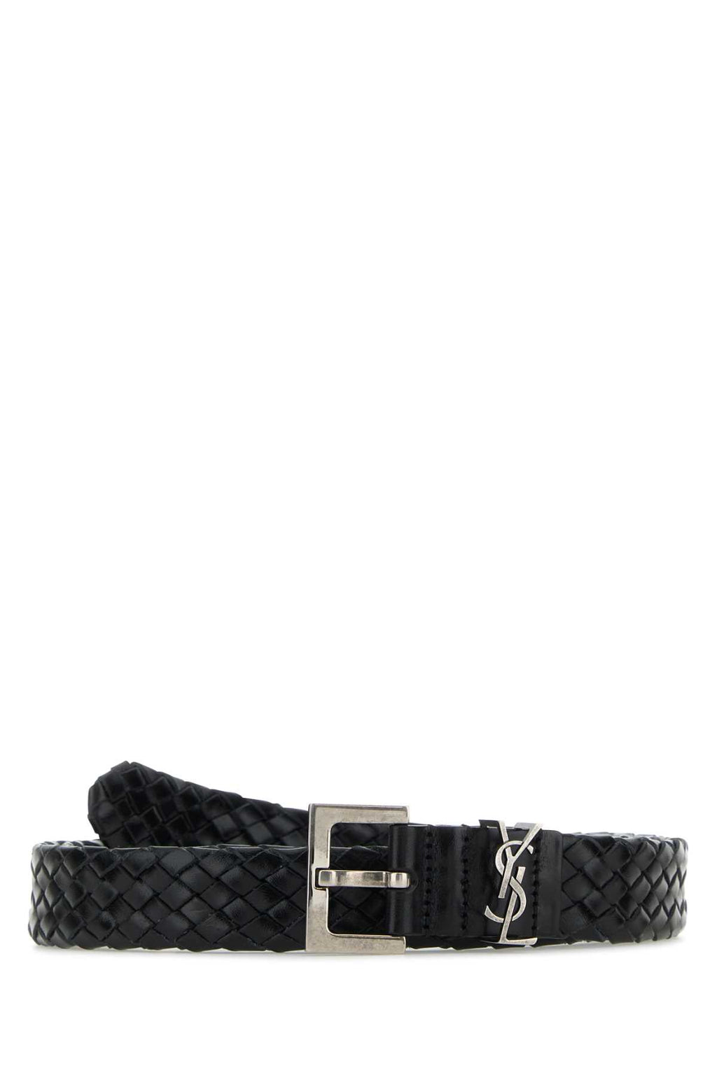 SAINT LAURENT CINTURA For Men Exterior: 100% Calf Finishing: Silver metal