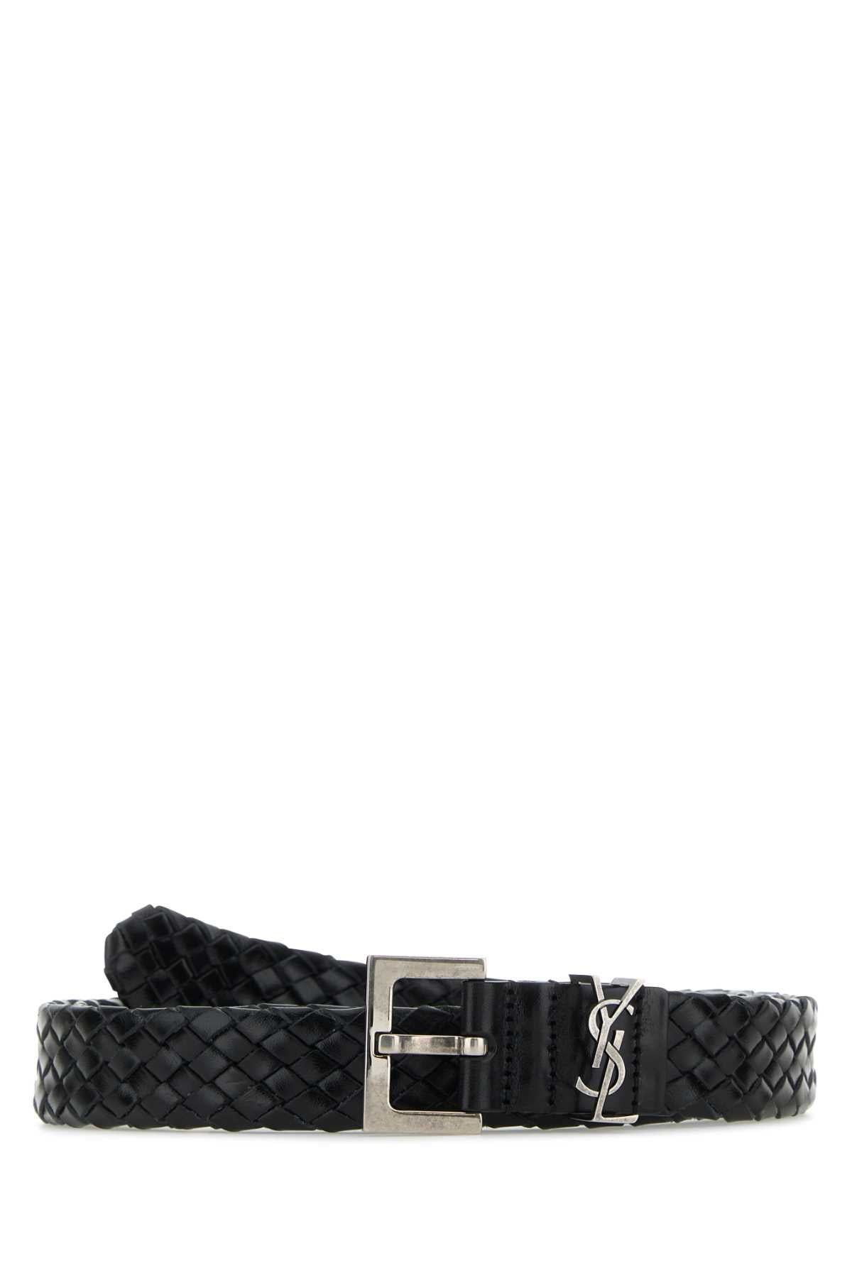 SAINT LAURENT CINTURA For Men Exterior: 100% Calf Finishing: Silver metal