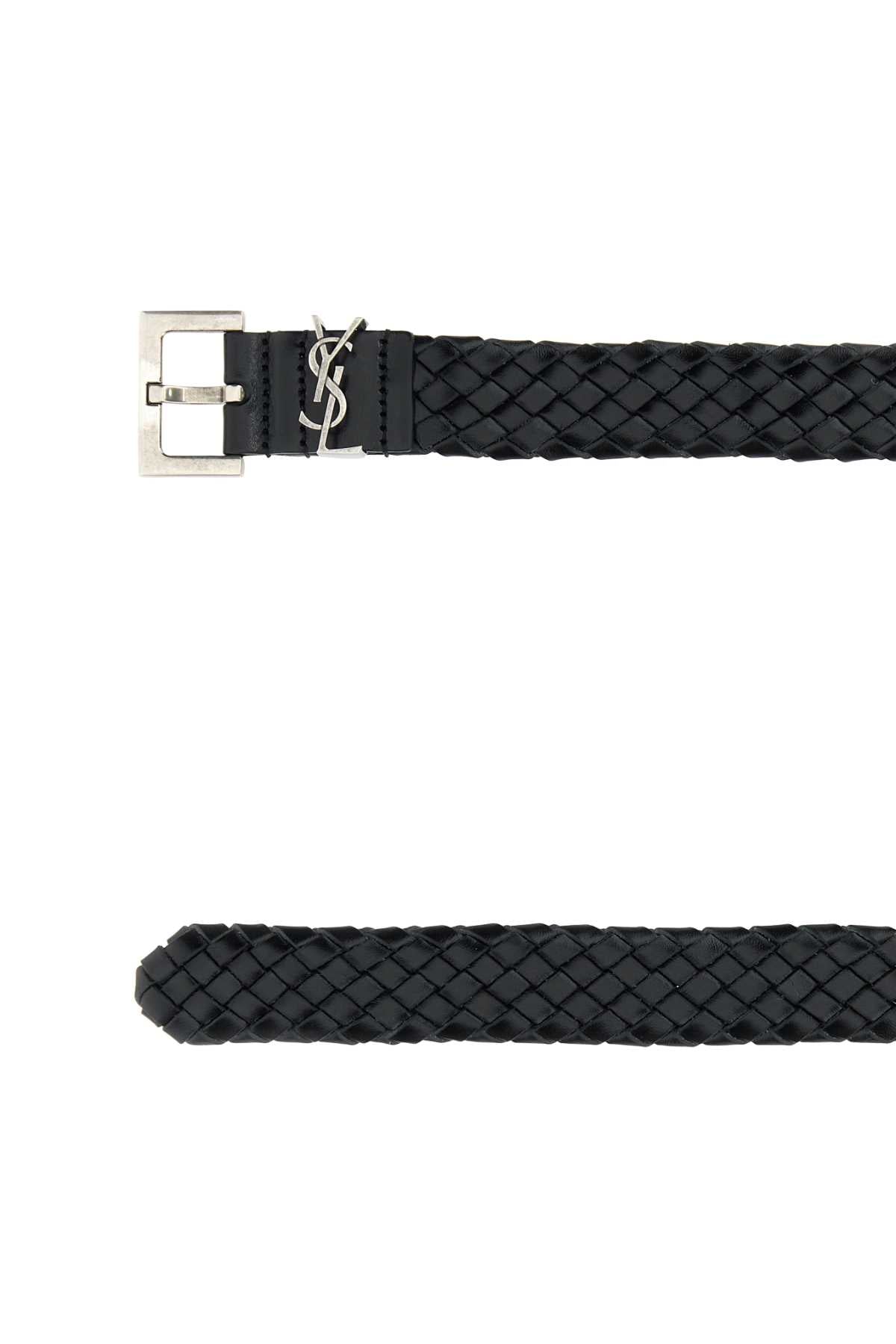 SAINT LAURENT CINTURA For Men Exterior: 100% Calf Finishing: Silver metal