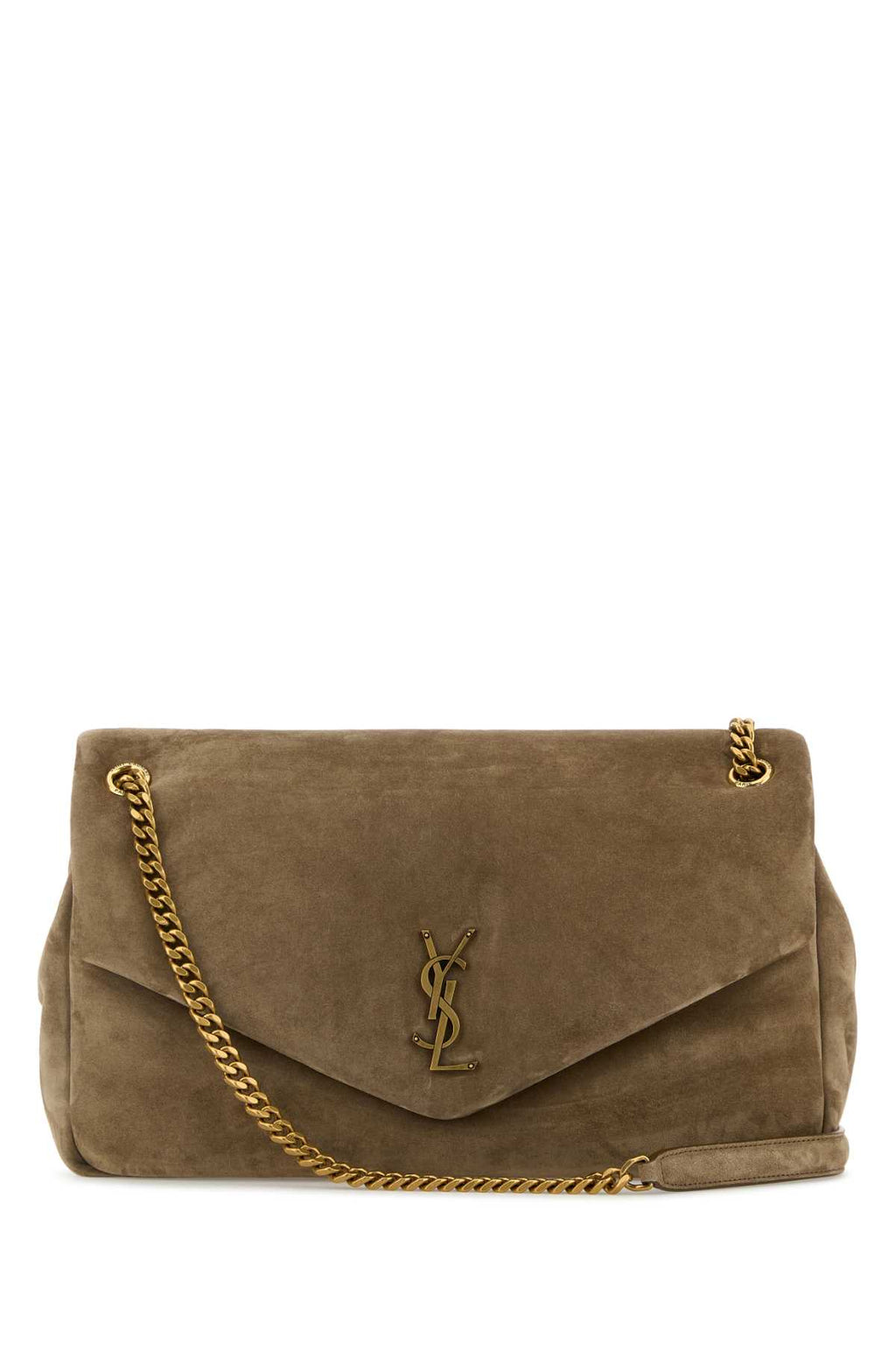 SAINT LAURENT YSL BO L CALYPSO For Women Exterior: 100% Suede Lining: 100% Fabric Finishing: Antiqued golden metal