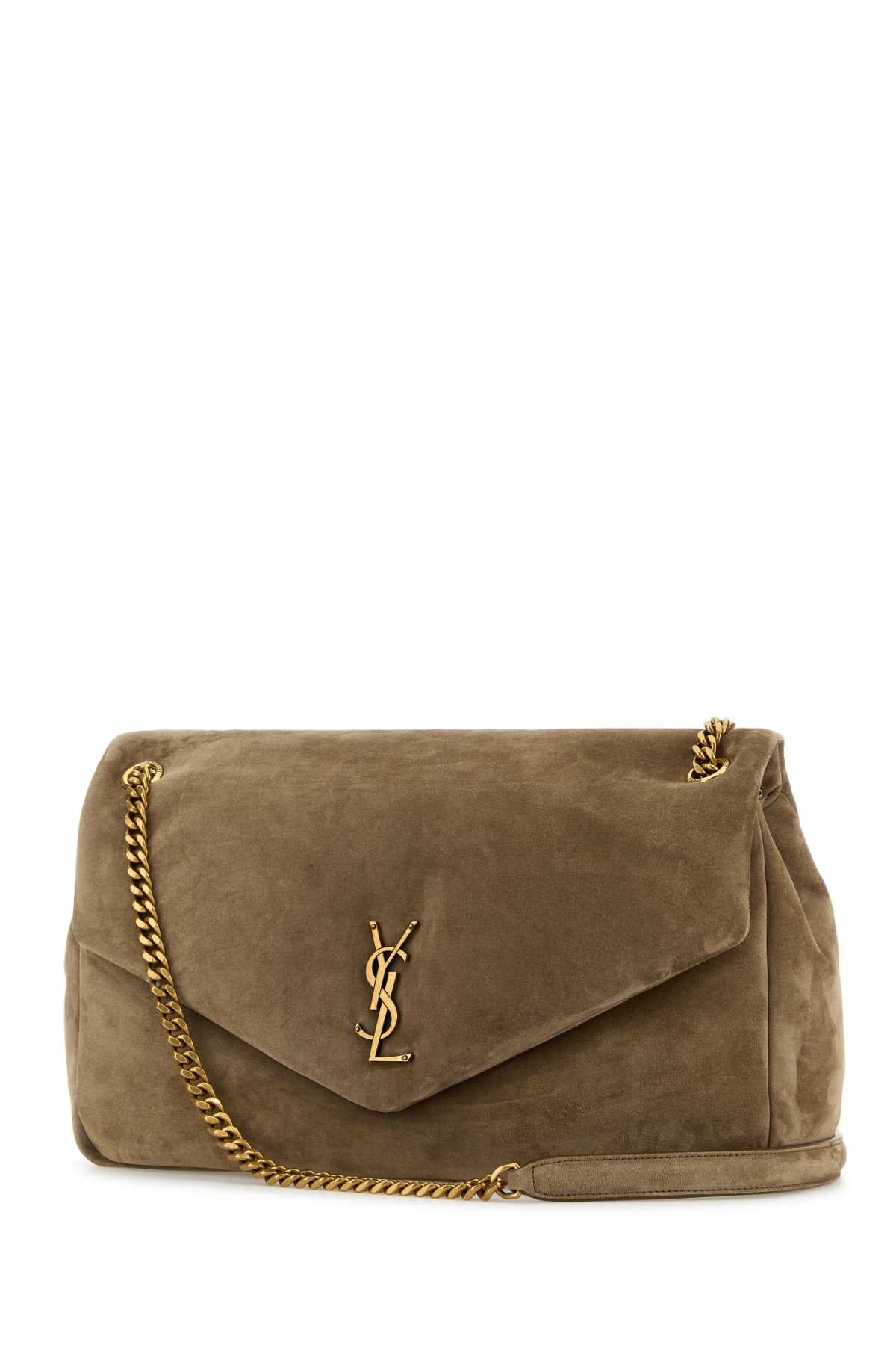SAINT LAURENT YSL BO L CALYPSO For Women Exterior: 100% Suede Lining: 100% Fabric Finishing: Antiqued golden metal