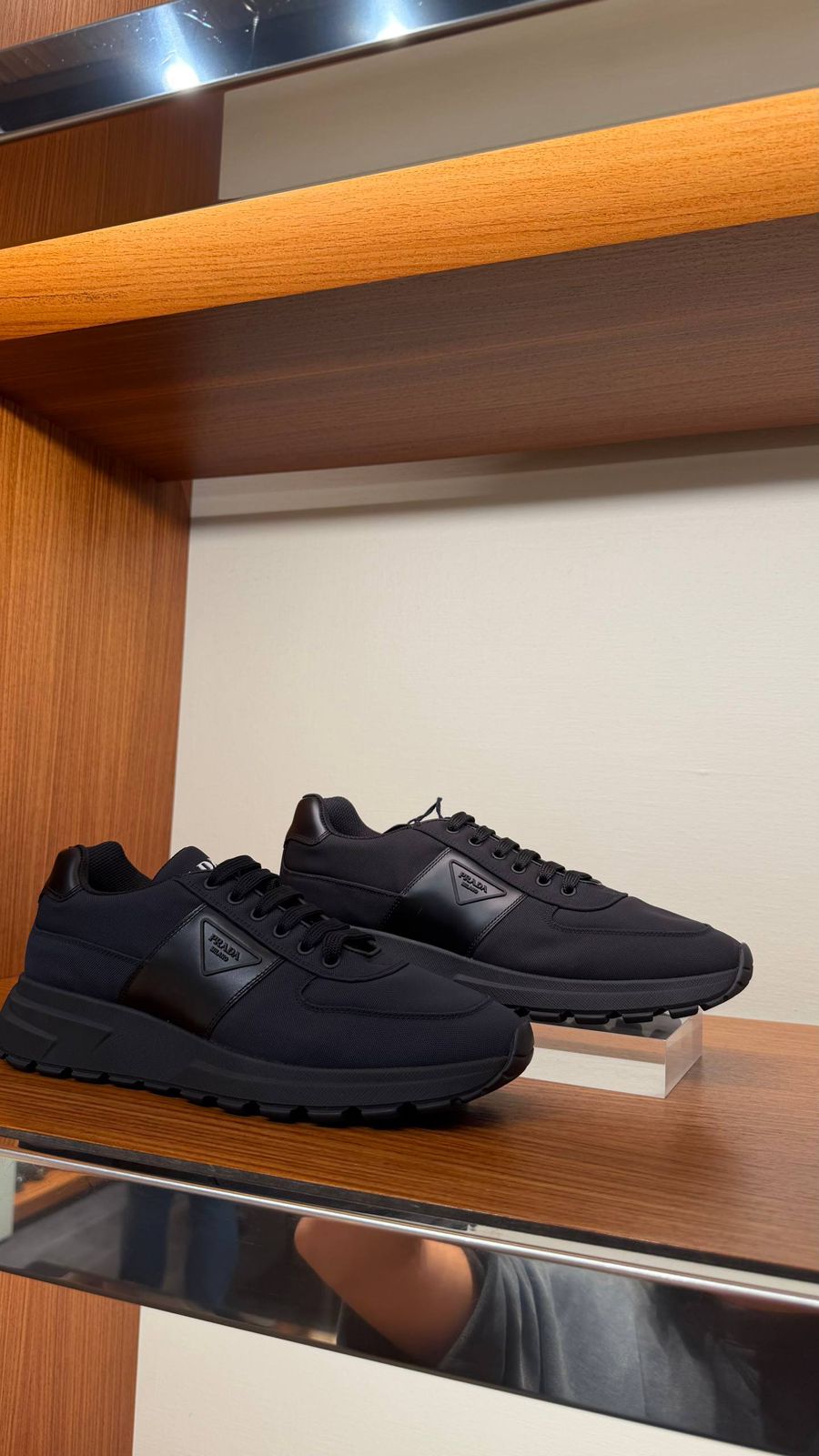 Nylon and Brushed Leather Sneakers