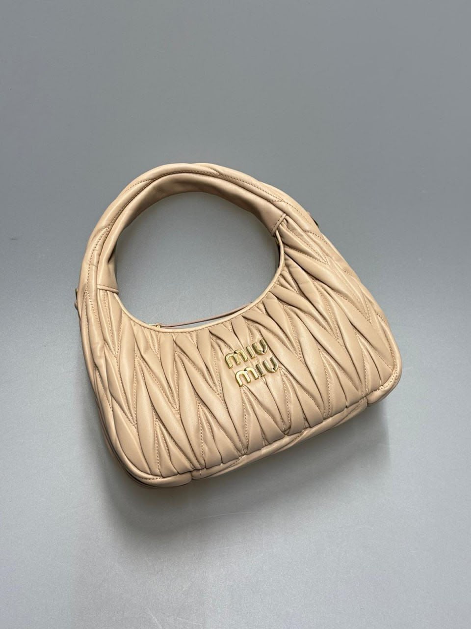 Miu Wander Matelassé Nappa Leather Mini Hobo Bag