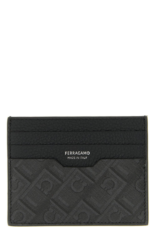FERRAGAMO 'Ferragamo Monogram' card holder For Men 70% fabric 30% calf leather