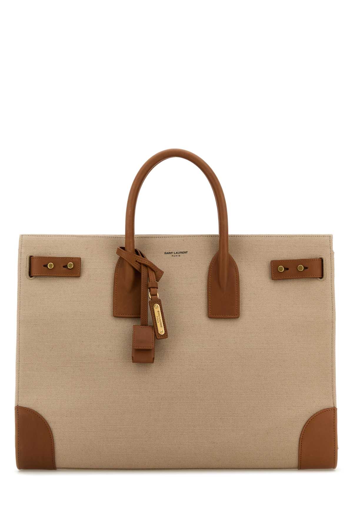 SAINT LAURENT BORSA For Men Exterior: 100% Cotton 100% Calf Lining: 100% Cotton Finishing: Antiqued golden metal