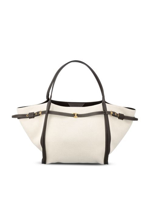 Borsa realizzata in canvas e pelle