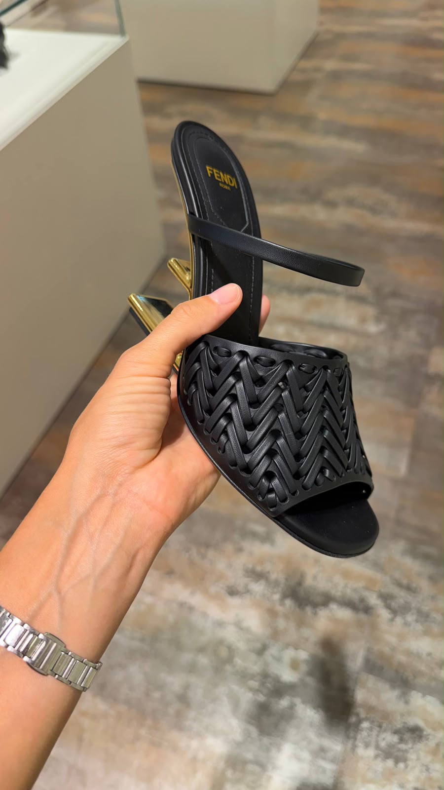 First Woven Leather Mules