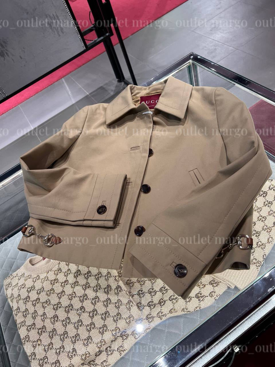 Horsebit Detail Cotton Gabardine Jacket