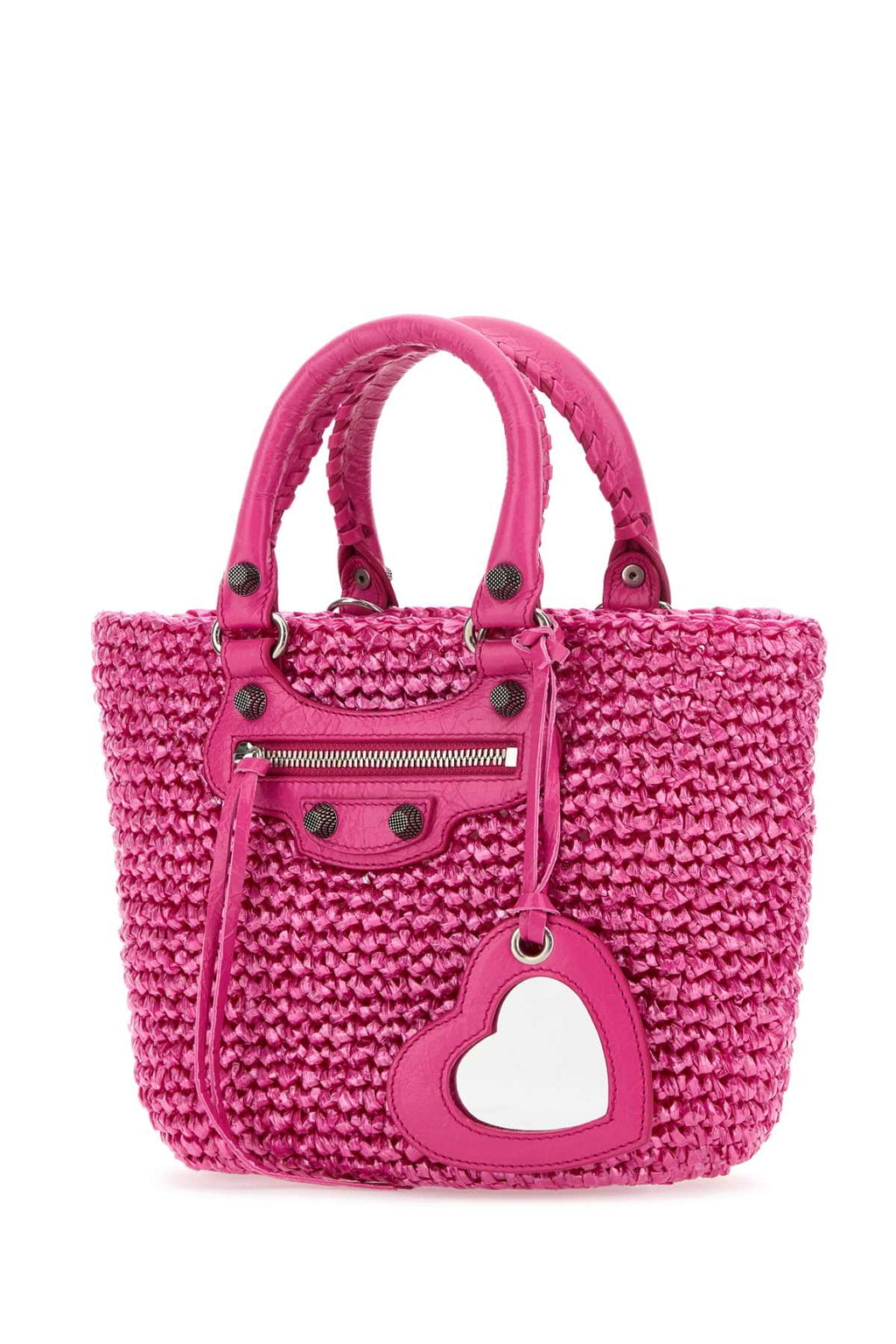BALENCIAGA LE CAGOLE PANIER S For Women Exterior: 100% Nylon Finishing: Antiqued silver metal