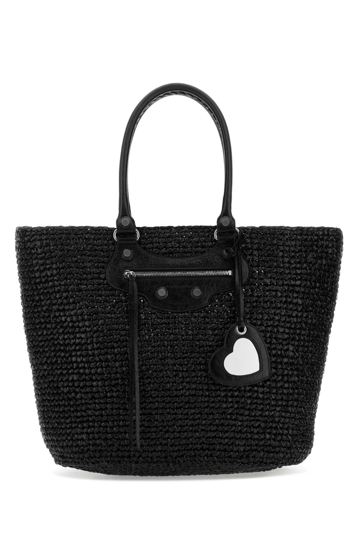 BALENCIAGA LE CAGOLE PANIER L For Women Exterior: 100% Nylon Finishing: Antiqued silver metal