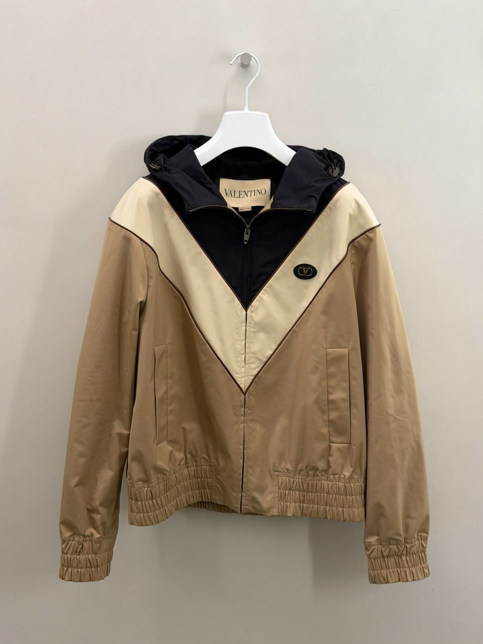 Chevron Color-Block Hooded Jacket