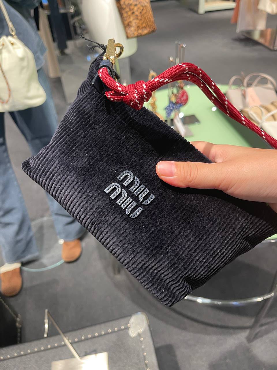 Corduroy Pouch with Rope Strap