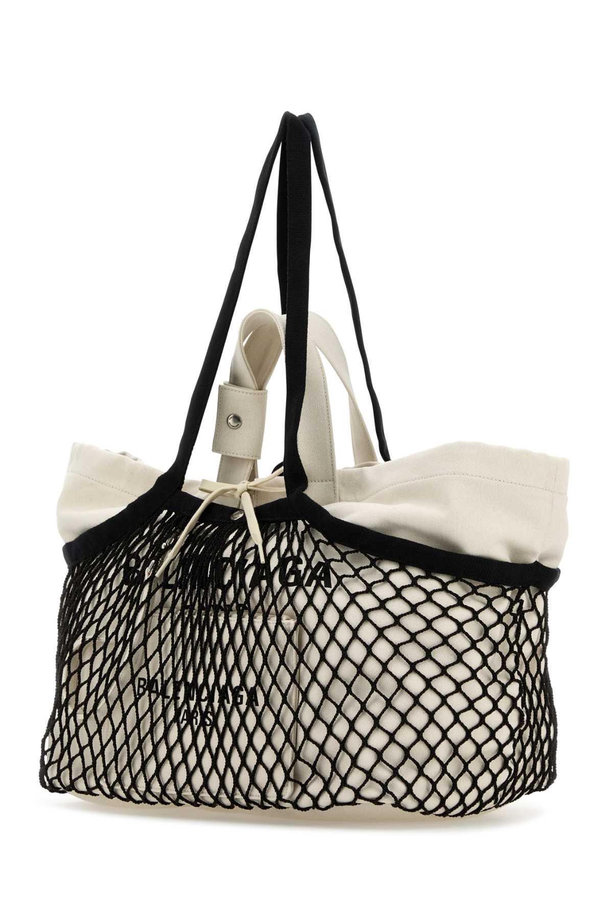 BALENCIAGA 24/7 TOTE M For Women Exterior: 100% Cotton 100% Fabric Lining: 100% Nylon Finishing: Silver metal