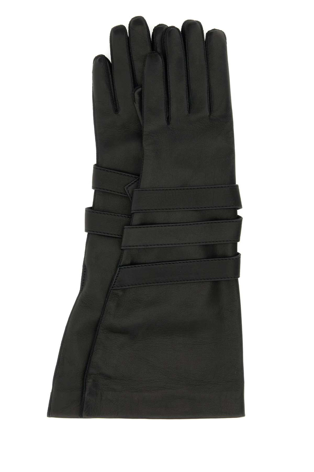 SAINT LAURENT AVIATOR GLOVES WITH STRAPS AND For Women Exterior: 100% Lamb leather Lining: 100% Silk