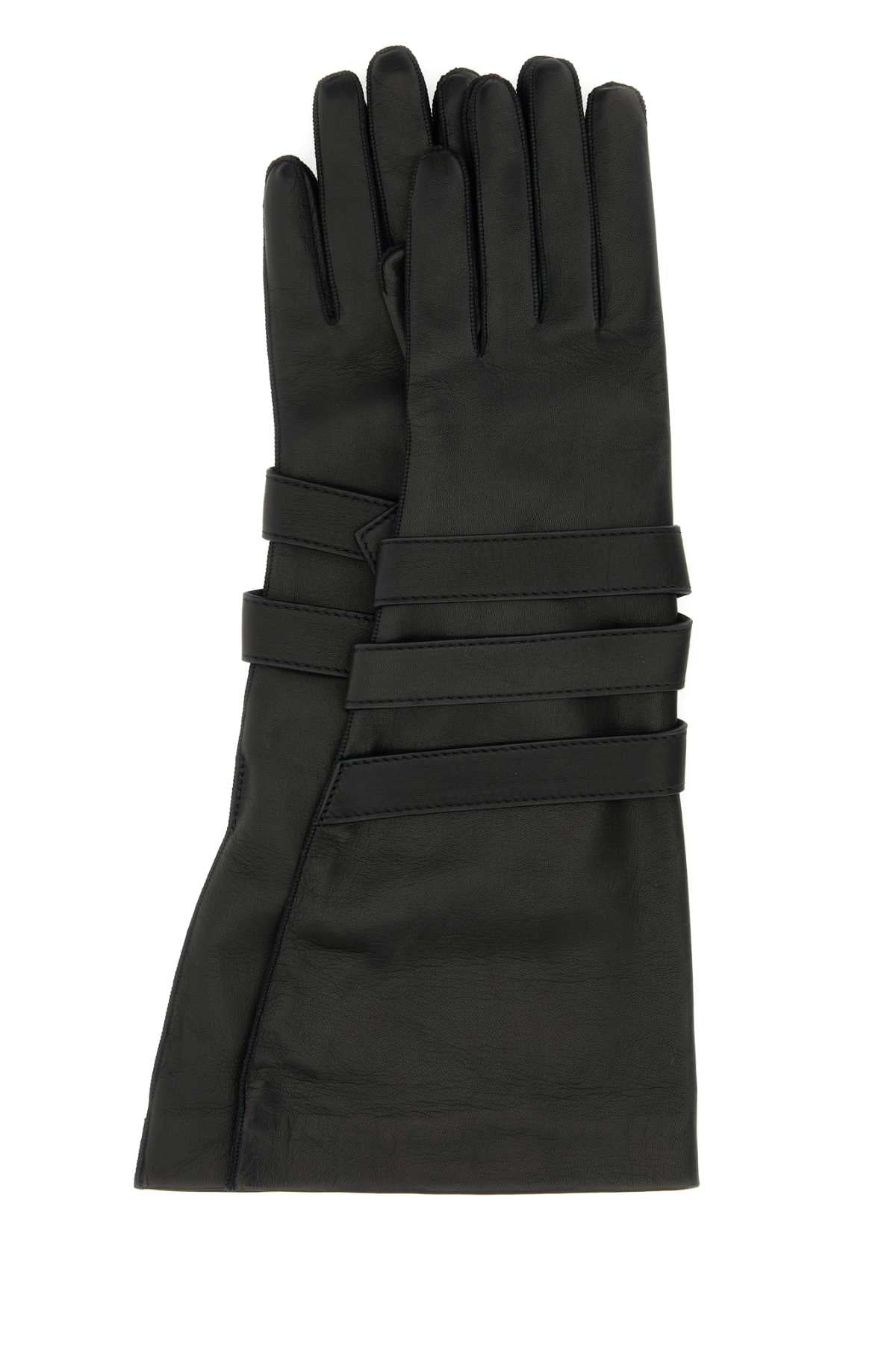 SAINT LAURENT AVIATOR GLOVES WITH STRAPS AND For Women Exterior: 100% Lamb leather Lining: 100% Silk