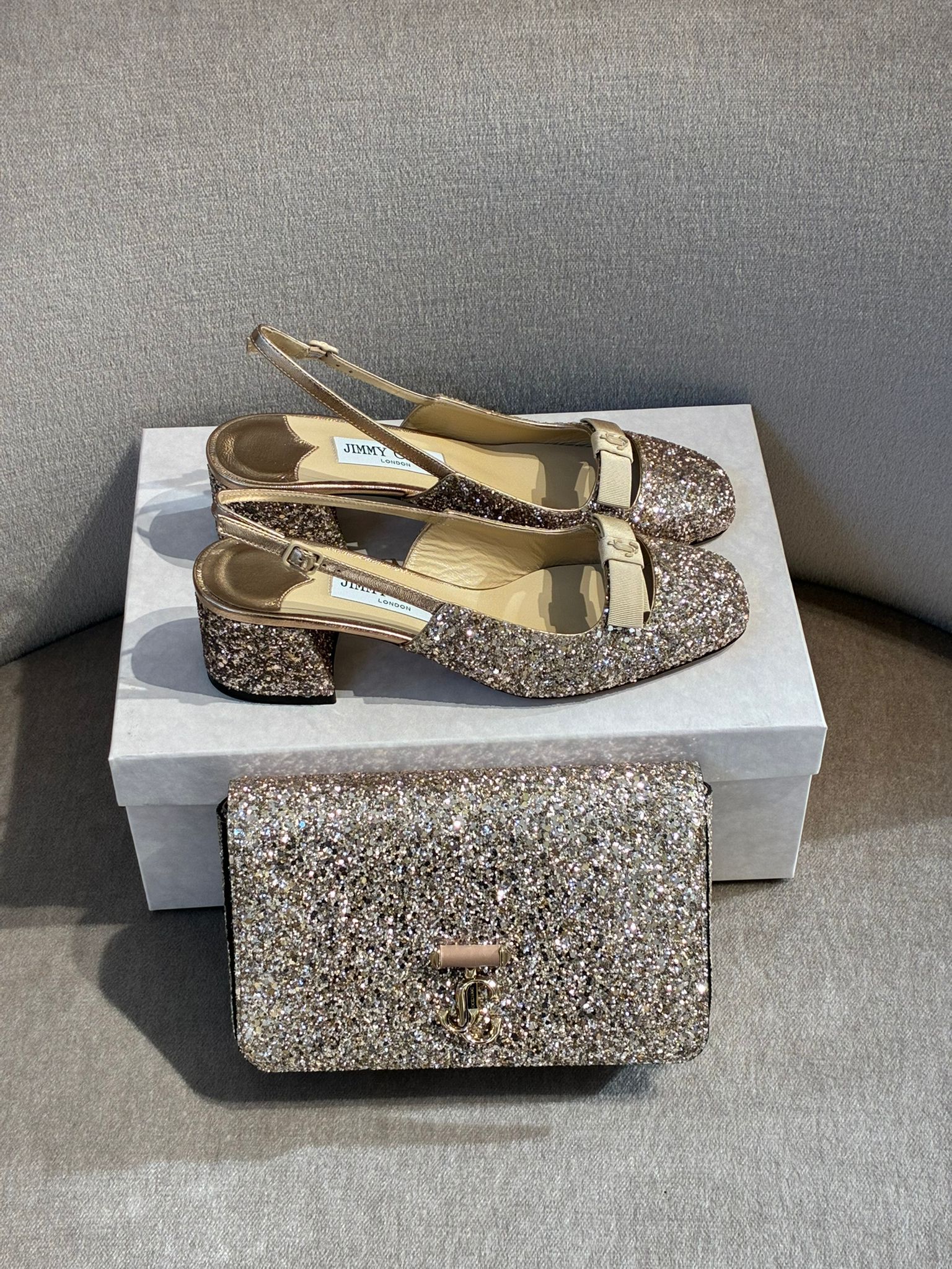 Bing 65 Glitter Slingback Pumps and Varenne Clutch