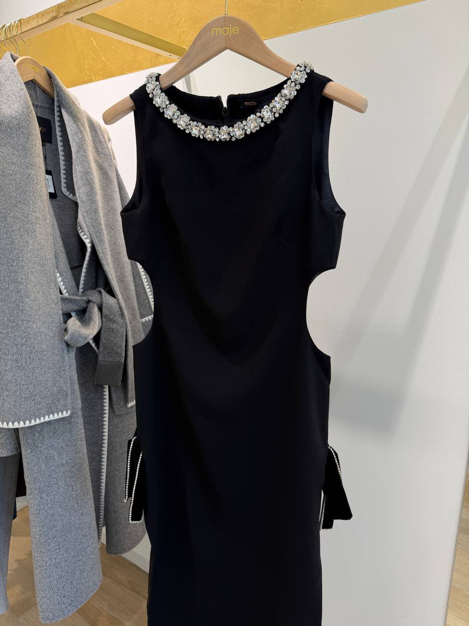 Short dress with rhinestone neckline and cut-outs