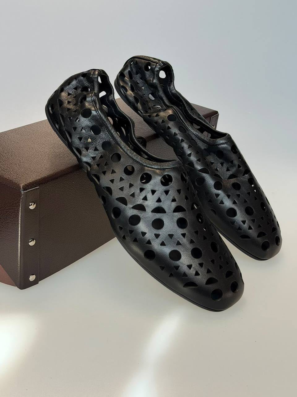 Laser-Cut Leather Ballet Flats