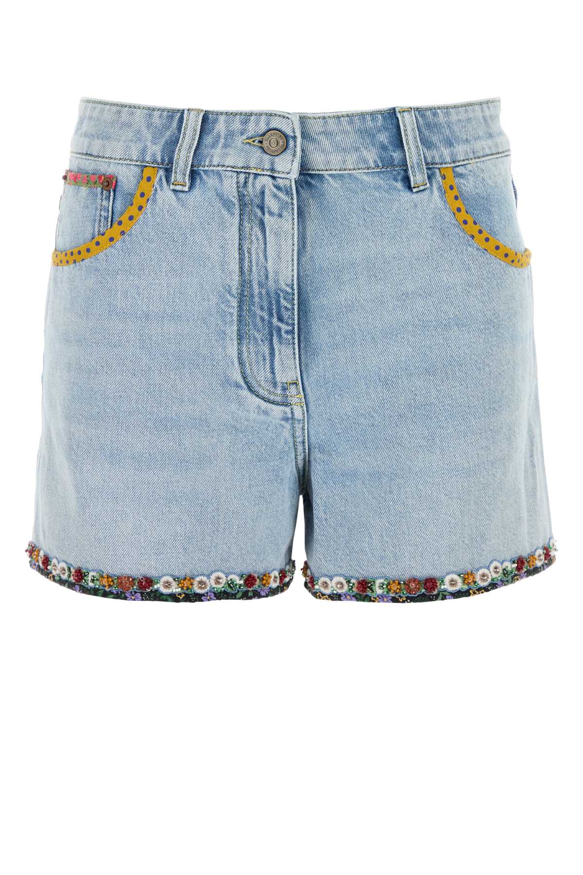 VALENTINO GARAVANI SHORT IN DENIM CON RICAMO