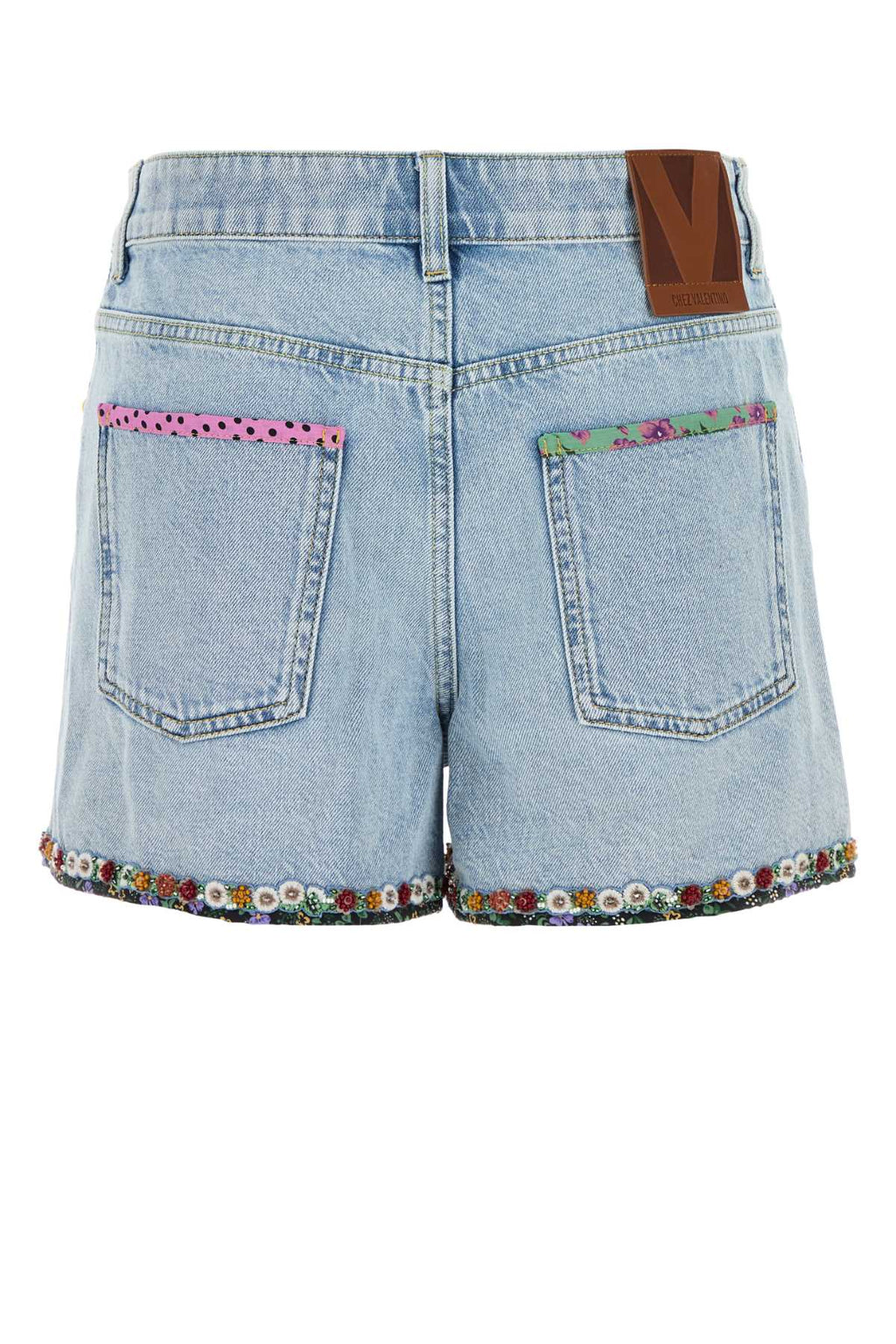 VALENTINO GARAVANI SHORT IN DENIM CON RICAMO