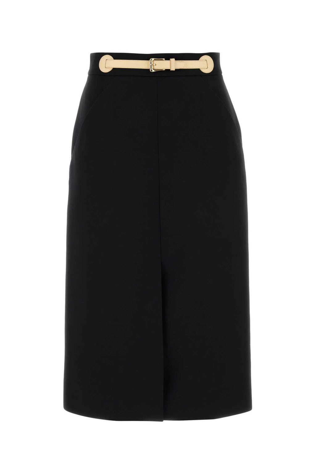 VALENTINO GARAVANI SKIRT - WITH LEATHER DETA For Women Exterior: 65% Virgin wool 35% Silk Lining: 100% Silk