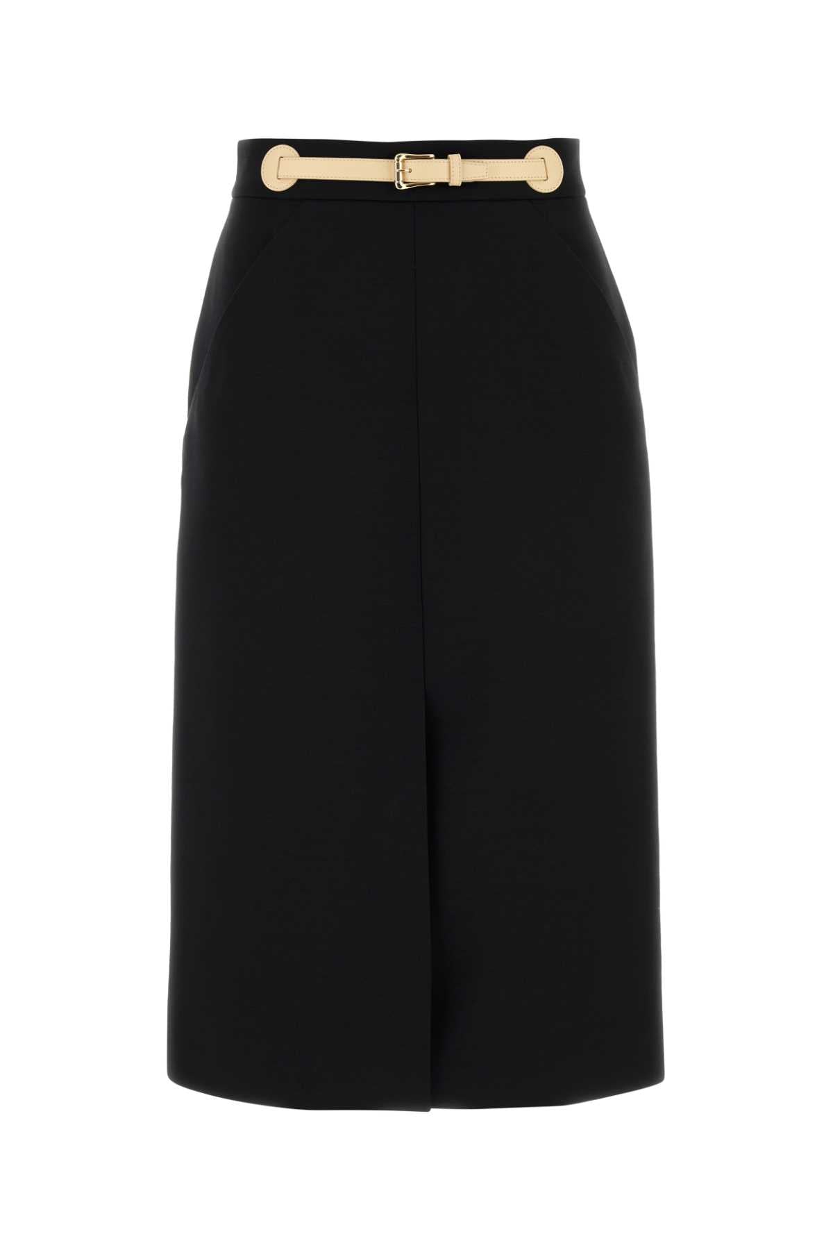 VALENTINO GARAVANI SKIRT - WITH LEATHER DETA For Women Exterior: 65% Virgin wool 35% Silk Lining: 100% Silk