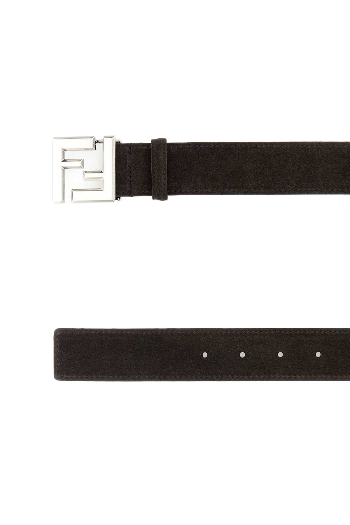 FENDI CINTURA SCAMOSCIATA CON BUCKLE LOGO FF For Men Exterior: 100% Suede Finishing: Silver metal
