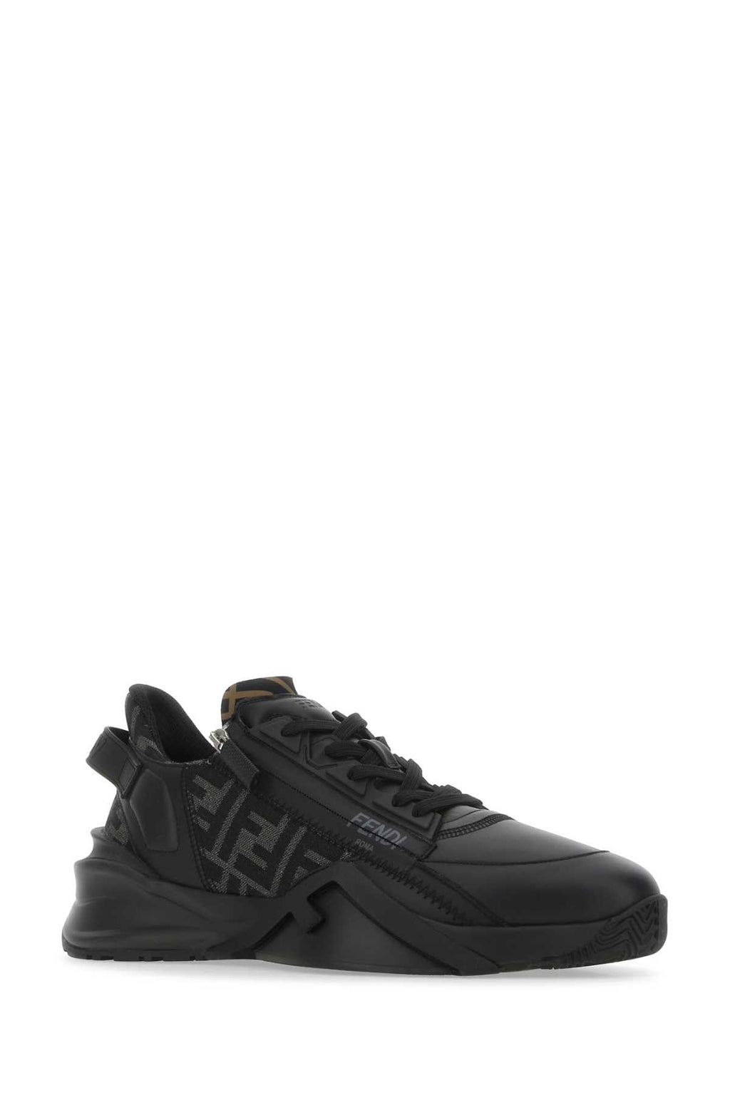 FENDI SNEAKERS FLOW For Men Exterior: 100% Leather 100% Fabric Interior: 100% Leather 100% Fabric Sole: Rubber
