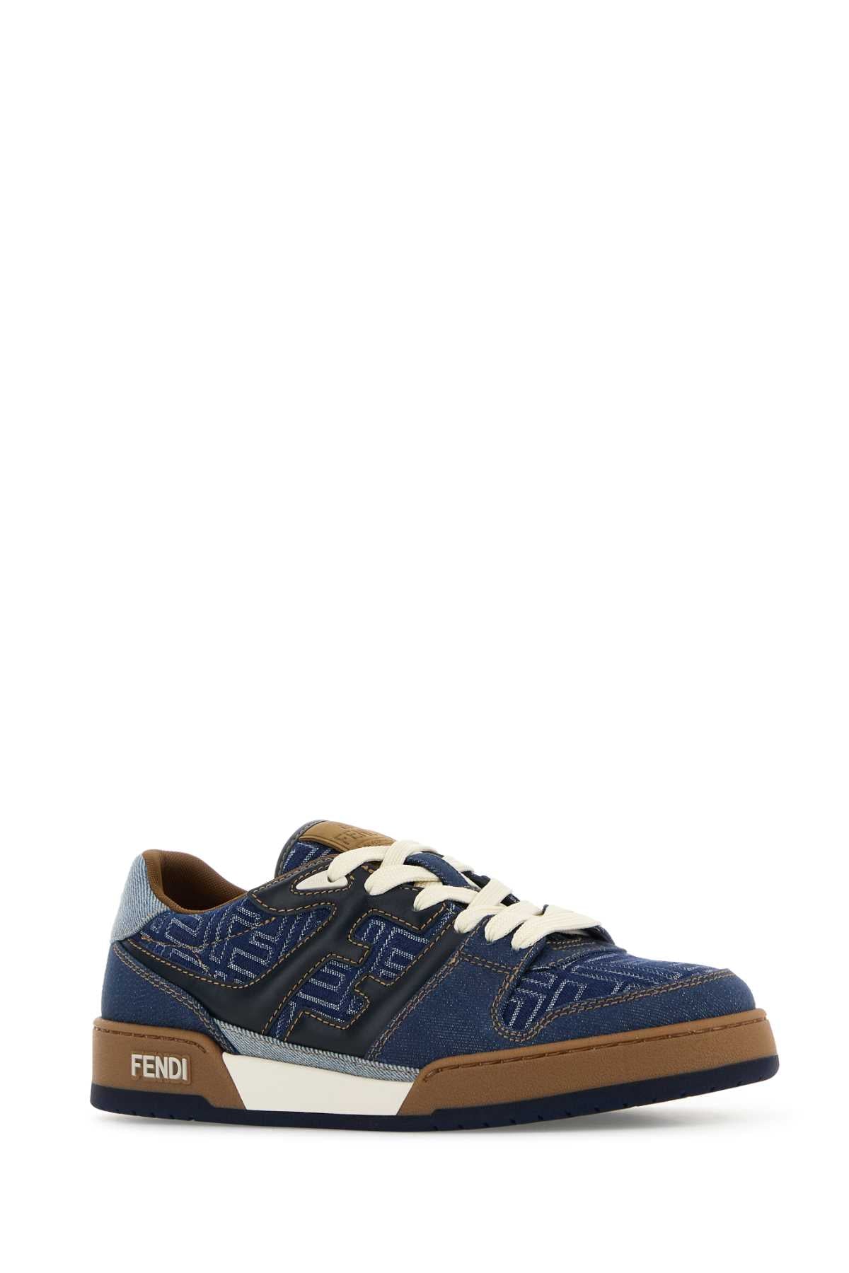 FENDI MATCH DENIM FF+MIX DENIM+LOGO For Men Exterior: 66% Cotton 34% Polyester Interior: 100% Nylon Sole: Rubber