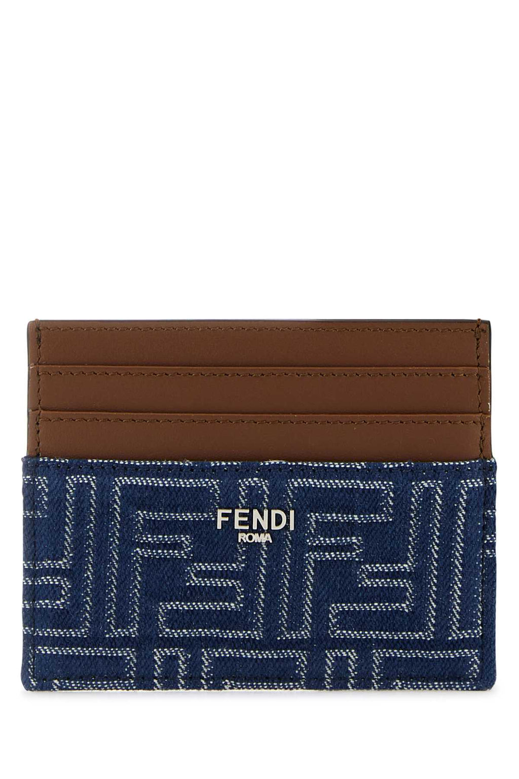 FENDI CARD CASE DENIM FF+COVER For Men Exterior: 100% Fabric Finishing: Silver metal