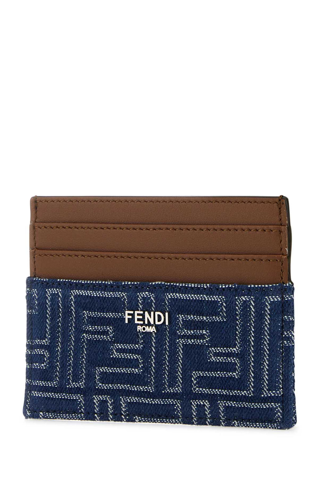 FENDI CARD CASE DENIM FF+COVER For Men Exterior: 100% Fabric Finishing: Silver metal