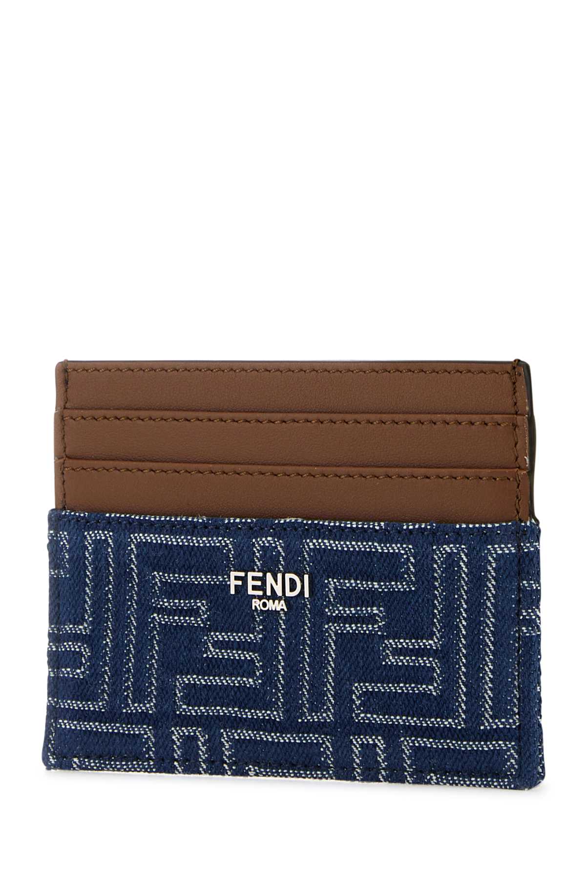 FENDI CARD CASE DENIM FF+COVER For Men Exterior: 100% Fabric Finishing: Silver metal