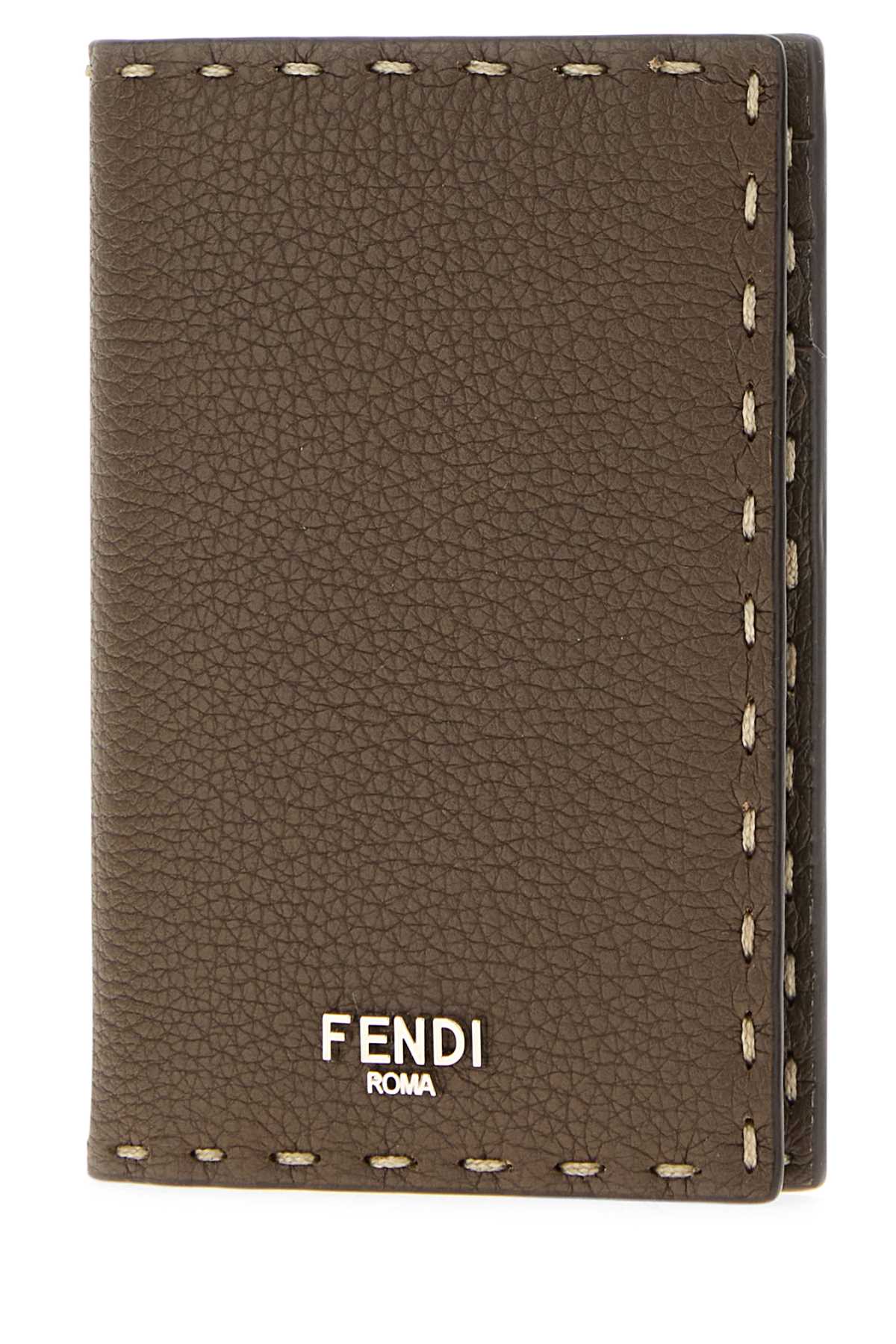 FENDI PORTACARTE VERTICALE SELLERIA For Men Exterior: 100% Leather Finishing: Silver metal