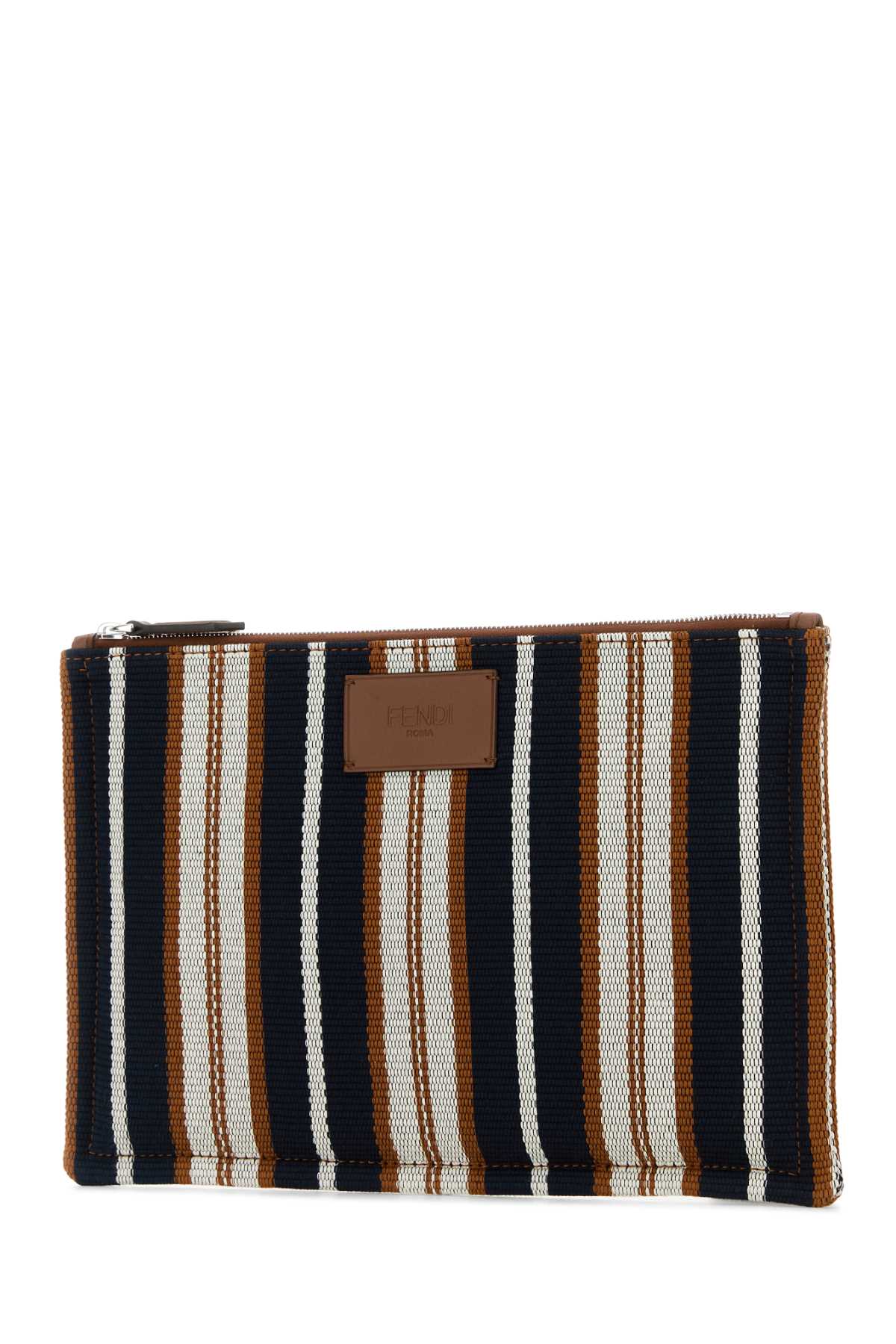 FENDI FLAT POUCH M CANVAS STR/COV For Men Exterior: 100% Fabric Finishing: Silver metal