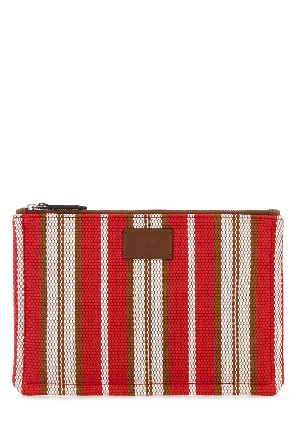 FENDI FLAT POUCH S CANVAS STR/COV For Men Exterior: 100% Fabric Finishing: Silver metal