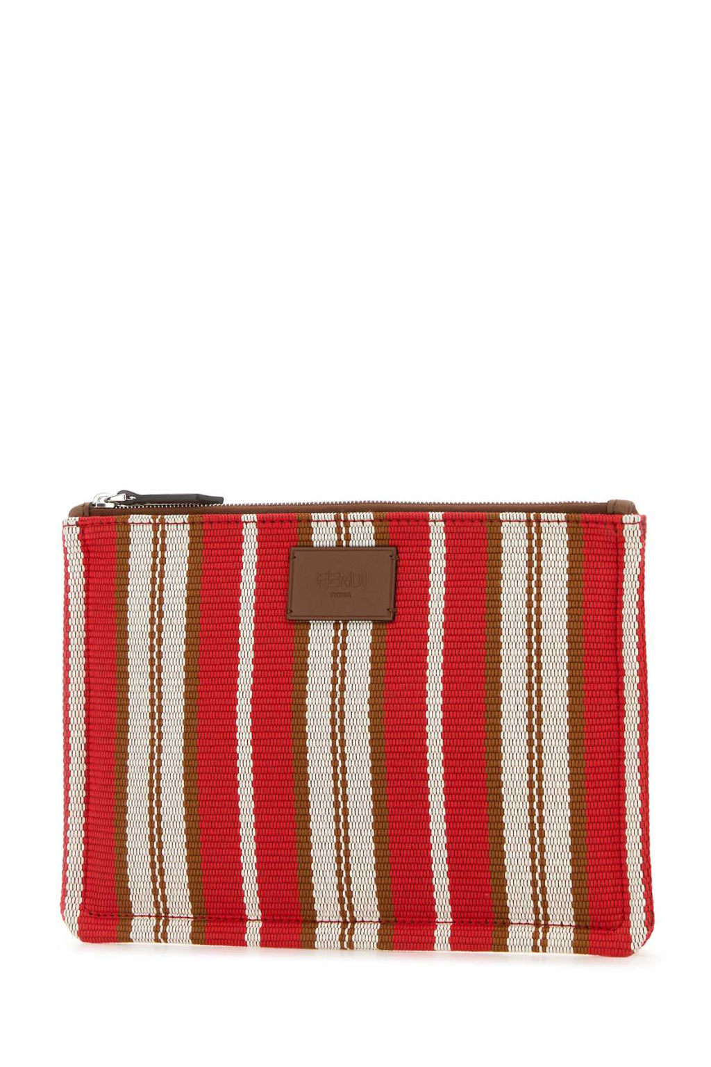 FENDI FLAT POUCH S CANVAS STR/COV For Men Exterior: 100% Fabric Finishing: Silver metal