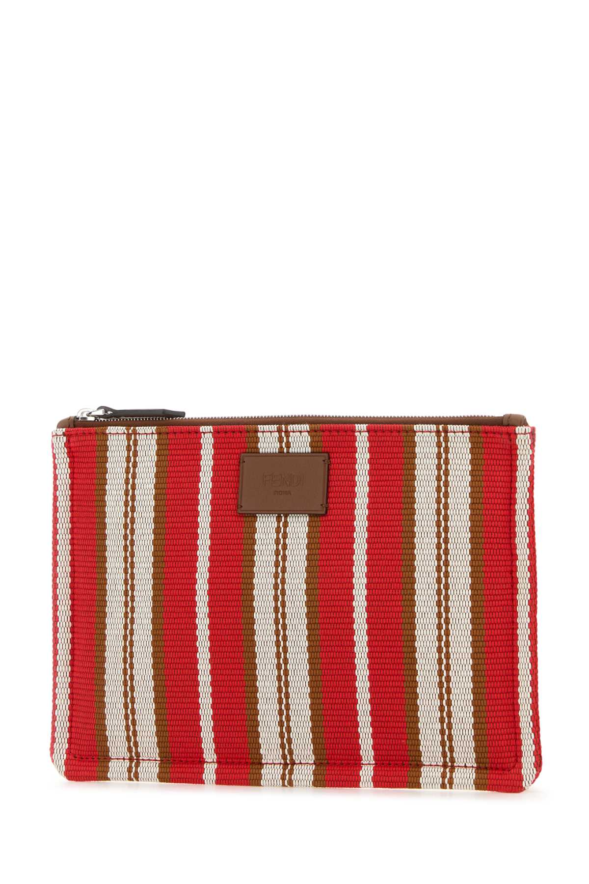 FENDI FLAT POUCH S CANVAS STR/COV For Men Exterior: 100% Fabric Finishing: Silver metal