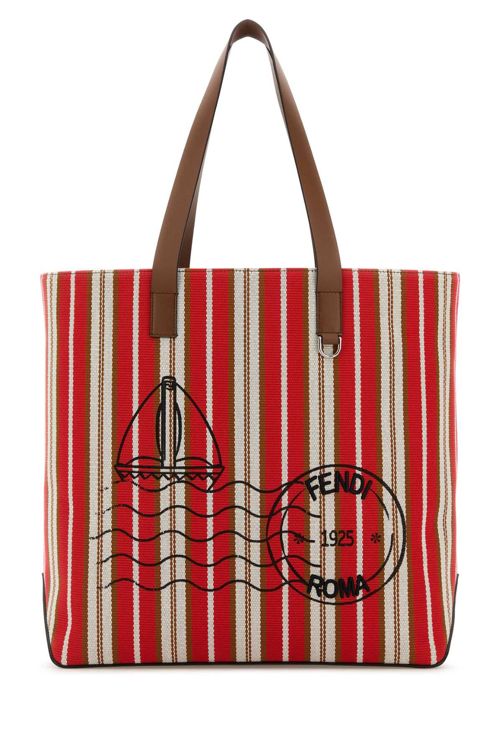 FENDI SHOPPING BAG M CANVAS STRIPES For Men Exterior: 100% Fabric Lining: 100% Fabric Finishing: Silver metal