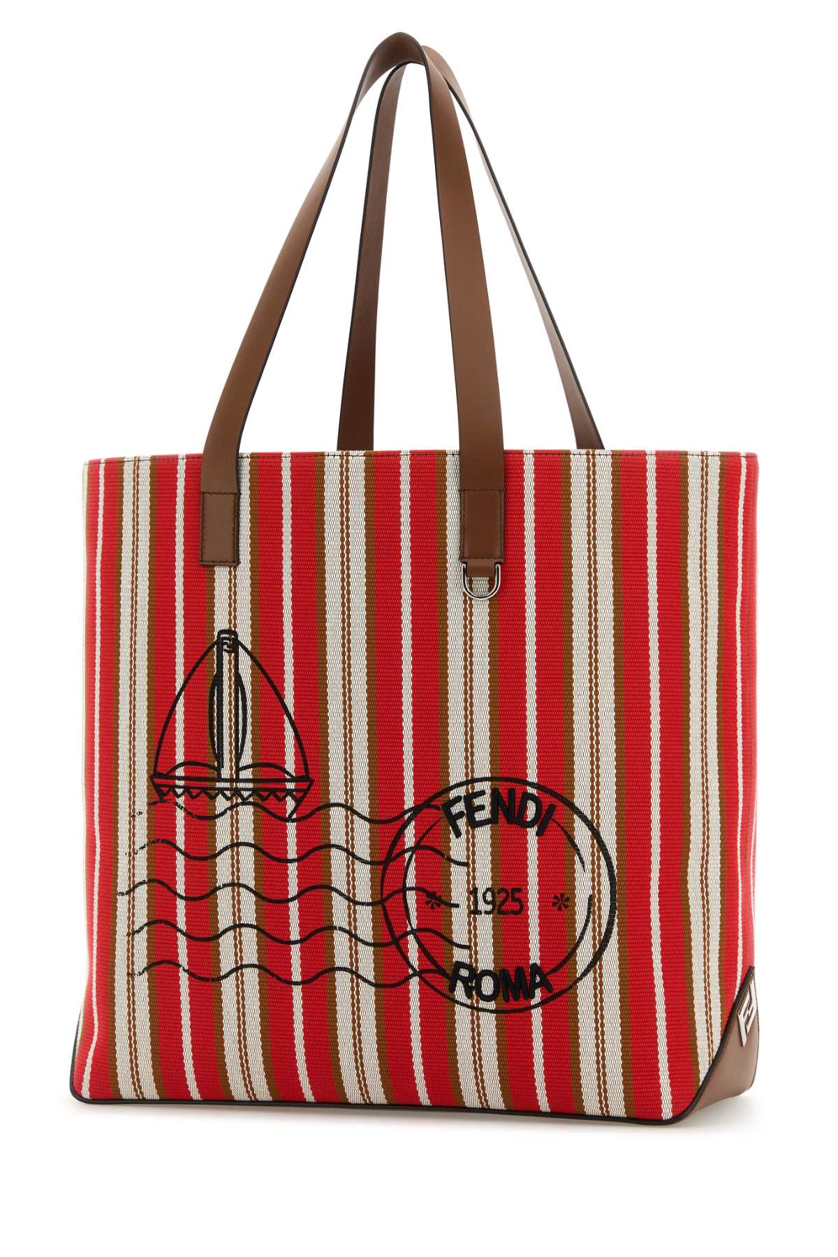 FENDI SHOPPING BAG M CANVAS STRIPES For Men Exterior: 100% Fabric Lining: 100% Fabric Finishing: Silver metal