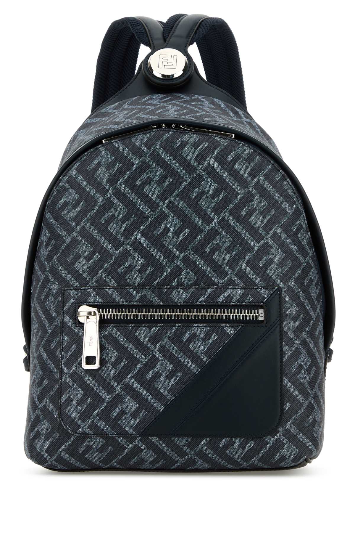 FENDI M.BACKPACK/WOVEN FABRIC+CALF LEATHER For Men Exterior: 100% Fabric 100% Leather Lining: 100% Fabric Finishing: Silver metal