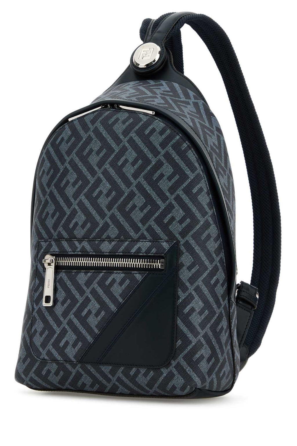 FENDI M.BACKPACK/WOVEN FABRIC+CALF LEATHER For Men Exterior: 100% Fabric 100% Leather Lining: 100% Fabric Finishing: Silver metal