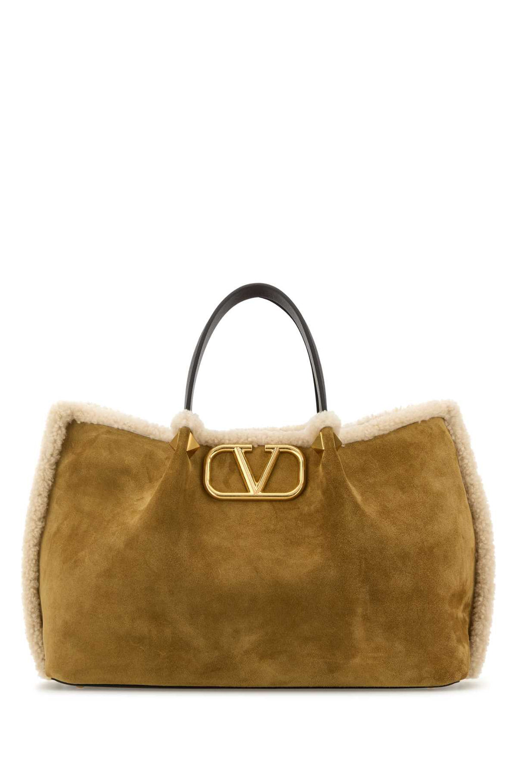 VALENTINO GARAVANI MEDIUM TOTE | VLOGO SIGNA For Women Exterior: 100% Suede Lining: 100% Shearling Finishing: Antiqued golden metal