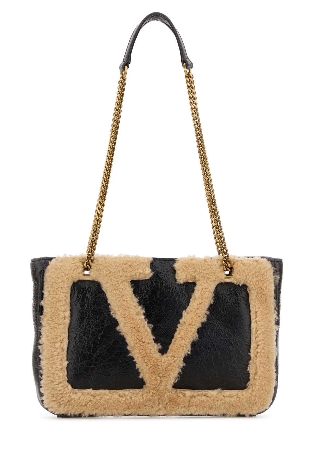 VALENTINO GARAVANI SMALL TOTE | VIVA SUPERST For Women Exterior: 100% Leather 100% Shearling Finishing: Antiqued golden metal